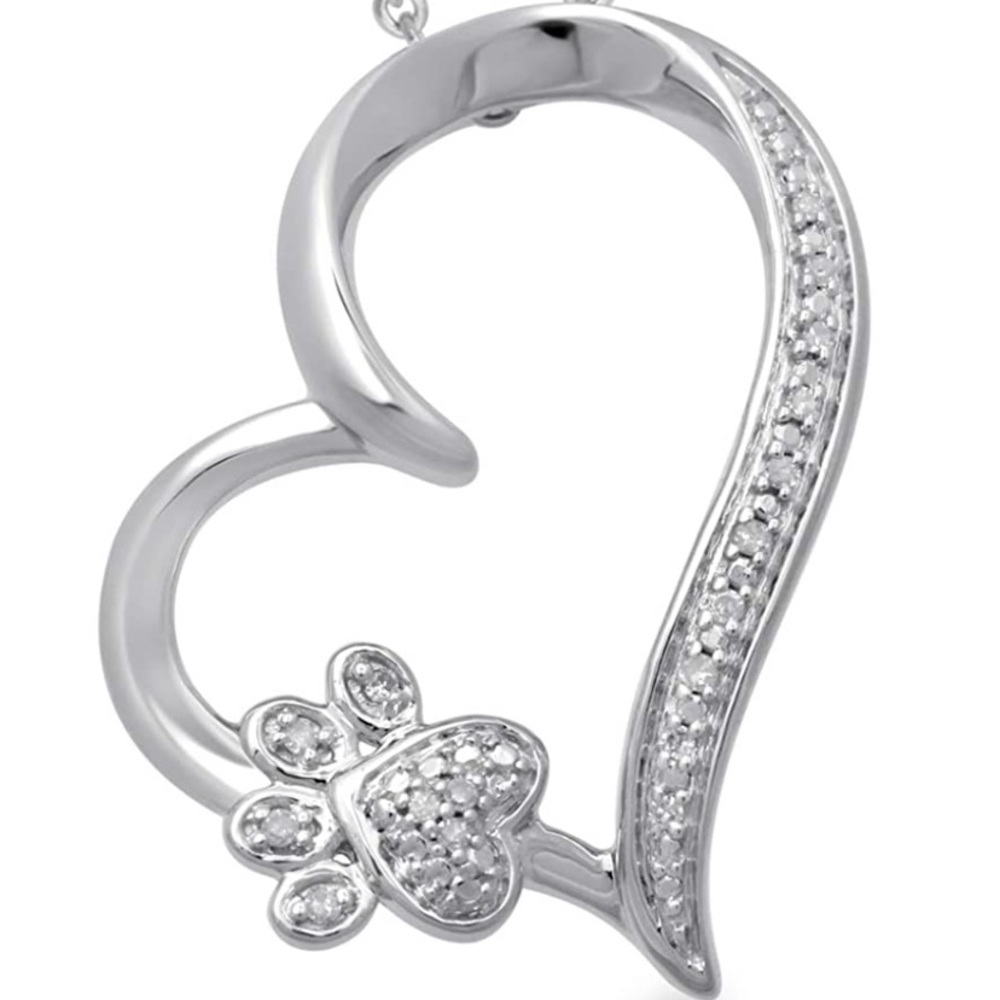 Natural Diamond Paw Print Necklace